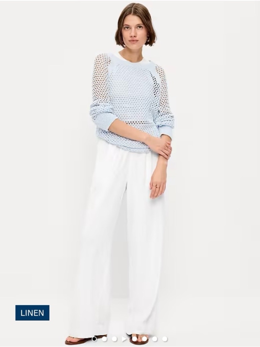 Old Navy White Wide-Leg Linen Trousers